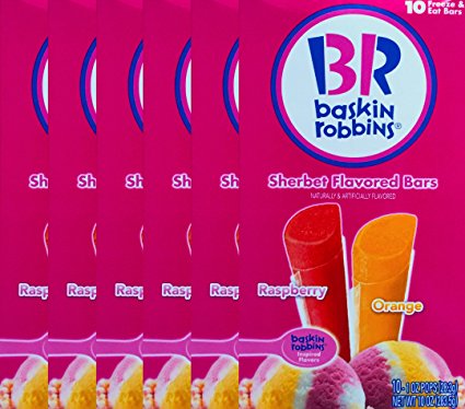 Baskin Robbins Freeze Pops Sherbet Flavored Bars Raspberry & Orange 10 Oz Pops (6)
