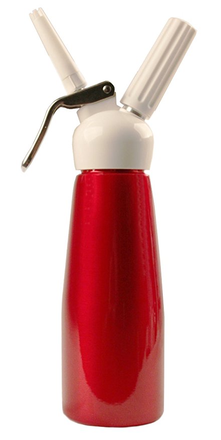 Mosa Whipped Cream Dispenser (1/2 Liter all metal w. plastic head) Red
