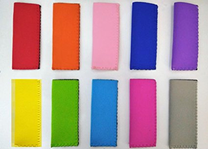 Ozera 10 Pack Ice Pop Sleeves Popsicle Holder Bags Antifreezing Reusable Neoprene Popsicle Sleeve, 10 Colors