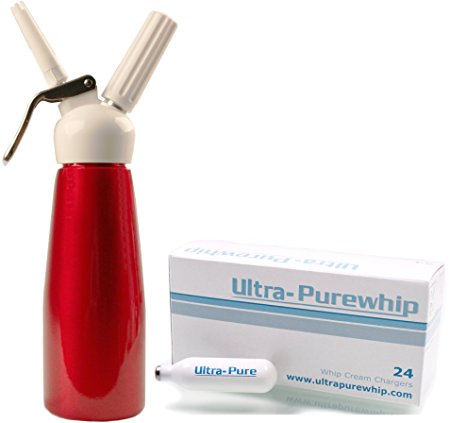 TW Mosa Red 1 Pint Whipped Cream Dispenser plus 24 Ultrapure Chargers