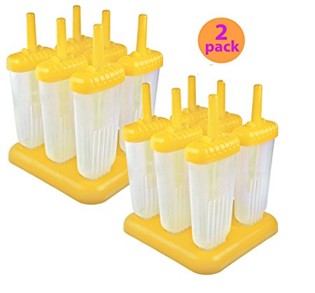 Tovolo Groovy Ice Pop Molds, Yellow - Set of 6 (YELLOW, 2)