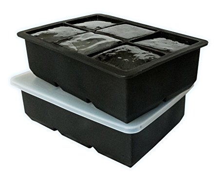 thirtytwoCHILL Large Ice Cube Tray with Lid (Set of 2) - Giant 2 inch Cube Silicone Mold - Keep Whiskey and Cocktails Colder