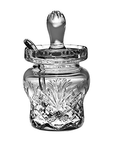 Barski - Hand Cut - Mouth Blown - Crystal - Covered Honey Jar - Jam Jar - with Spoon - Made in Europe