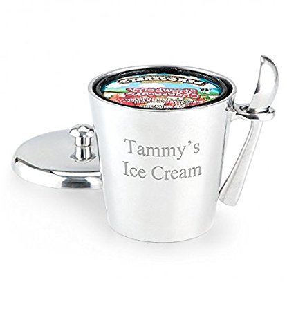 GiftTree Engraved Ice Cream Bucket with Scoop - Personalized Metal Ice Cream Carton and Scoop - Customized Gift for Ice Cream Lovers