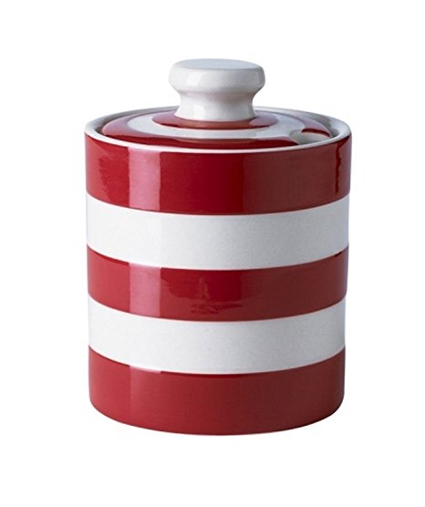 Cornishware Red and White Stripe Stoneware Honey Marmalade Pot