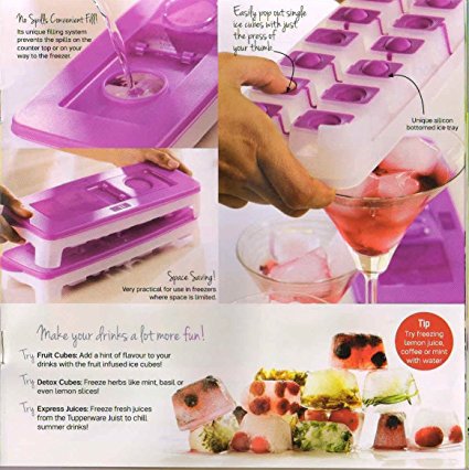 4 X New Tupperware Cool Ice Cube Plastic Tray with Opening Lid Contain 14 Cubes - HerbalStore_24*7