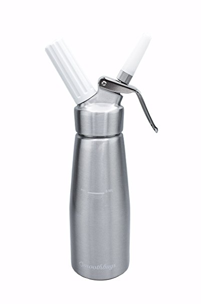 Whipped Cream Dispenser - Aluminium Body and Head - 500 ml Cream Whipper - 3 Decorating Nozzles - Uses Standard N20 Cartridges (not included)