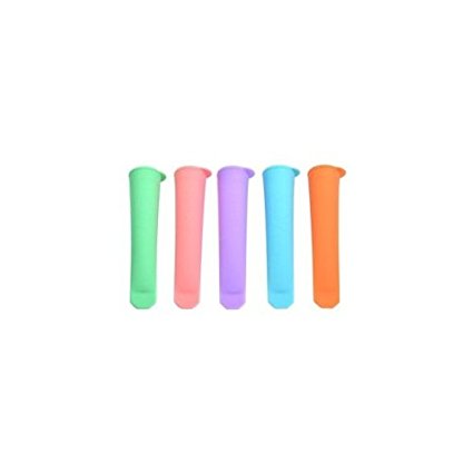Cosmos ® 5-Piece Pink/Light Blue/Violet/Green/Orange Food Safe Silicone Ice Pop Maker Molds Set with Cosmos Fastening Strap