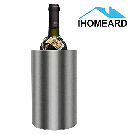 Champagne Bucket, Ice Bucket Double Wall, Stainless Steel Insulated Wine Cooler Chiller Straight Waist-Shaped Ice Bucket Chilling Wine and Liquor Bottles Party Events Catering Bar Easy Carrying