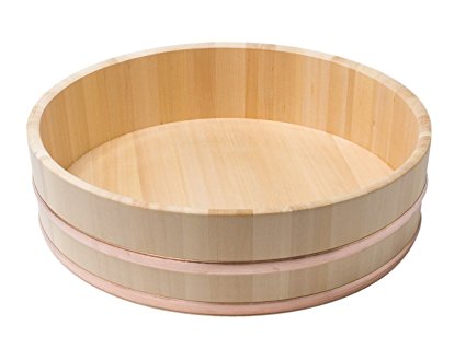 JapanBargain S-4086, Japanese Sawara Cypress Wooden Sushi Oke Hangiri Mixing Bowl, 54 cm