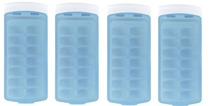OXO Good Grips No-Spill Ice Cube Tray with Silicone Lid, 8.8 oz., White/Blue (4-Pack)
