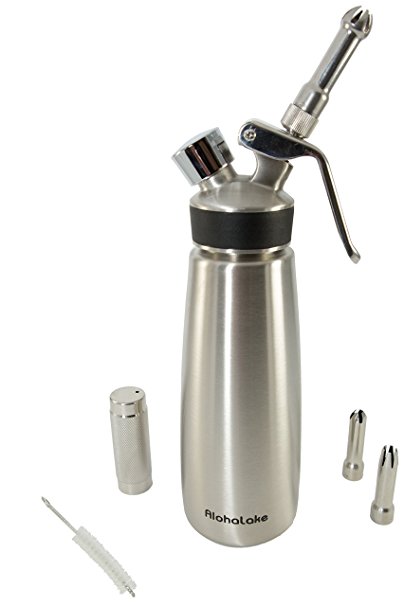 Stainless Steel Cream Whipper- gourmet whip cream dispenser warm or cold- dishwasher safe- new model - 1-pint for pro or home kitchen whipped toppings & culinary foam.