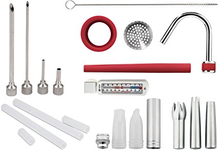 iSi Complete Accessory Set, Decorator Tips, Stainless Steel Tips, Injector Tips, Rapid Infusion Set and 40 Page Recipe Booklet with Refridgerator Freezer Thermometer, 16 Piece Set