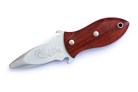 Oyster Knife with Rosewood Handle - Built-In Bottle Openers - GiftBox Included
