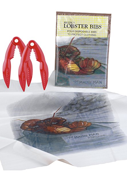 HIC Lobster Crab Seafood Nut Crackers and Disposable Bibs, 6-Piece Set