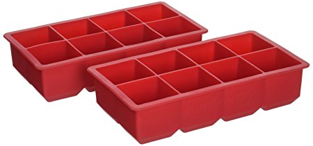 Large Red Stackable Silicone Ice Cube Trays Set of 2 By Scotch Rocks