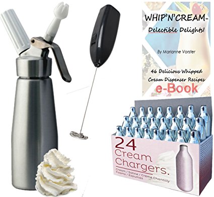 Whipped Cream Dispenser, 46 Recipes, Milk Frother, 24 iSi, Best Whip or Mosa chargers - 1Qrt