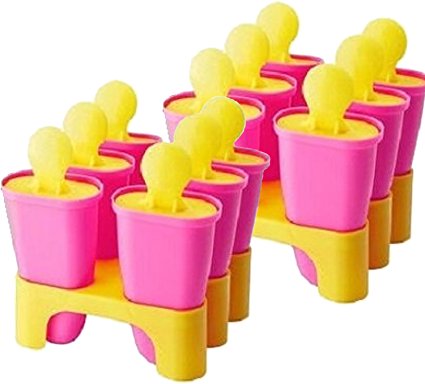 Ikea ICE Popsicle Maker Molds (2 Sets) Makes 12 Pops Yellow/pink